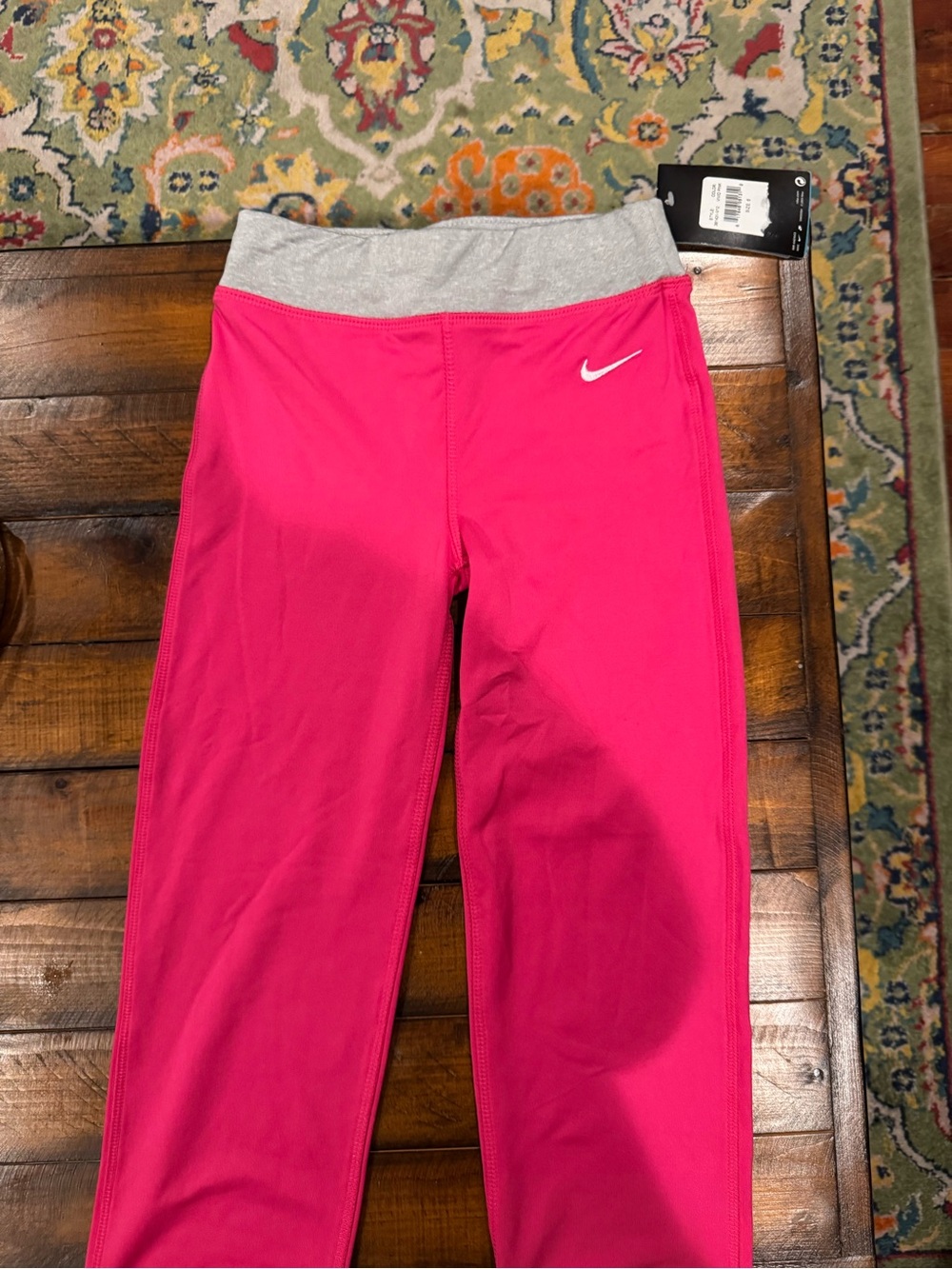 Nike Hot Pink Leggings with Light Gray Waistband